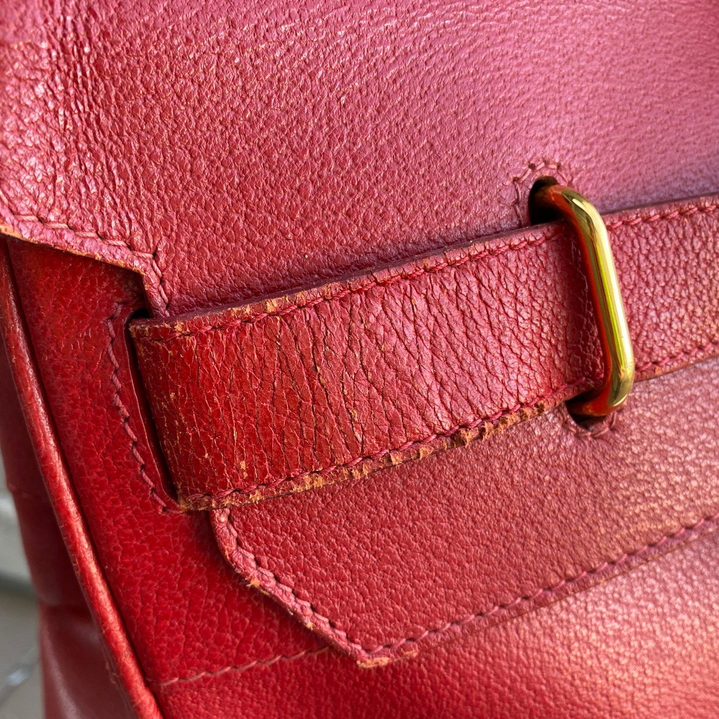 Gucci Large Leather Vintage Birkin Style Top Handle Bag