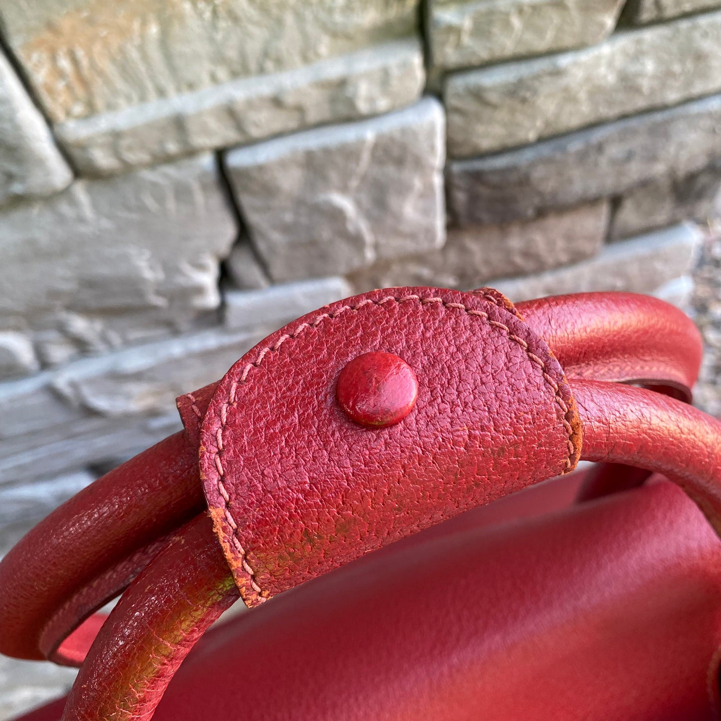 Gucci Large Leather Vintage Birkin Style Top Handle Bag