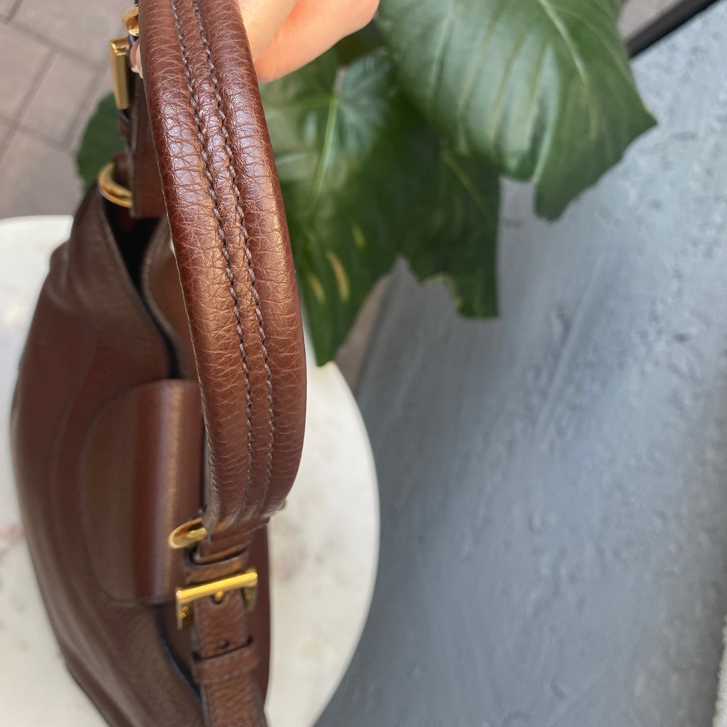 Prada Pushlock Hobo Vitello Daino Shoulder Bag