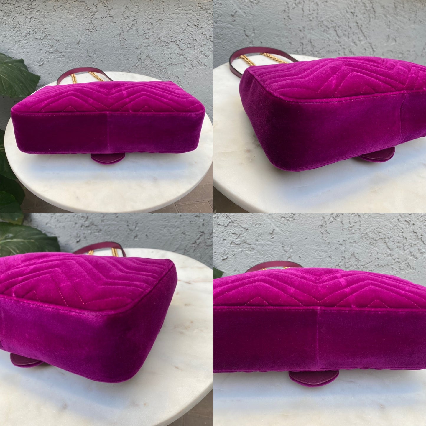 Gucci Velvet Matelasse Medium GG Marmont Shoulder Bag