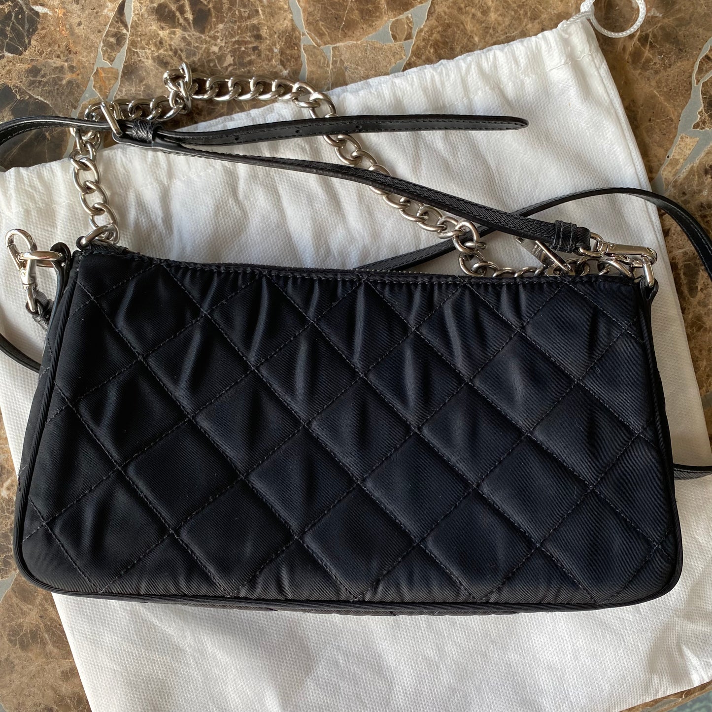 Prada Nylon Quilted Convertible Chain Crossbody