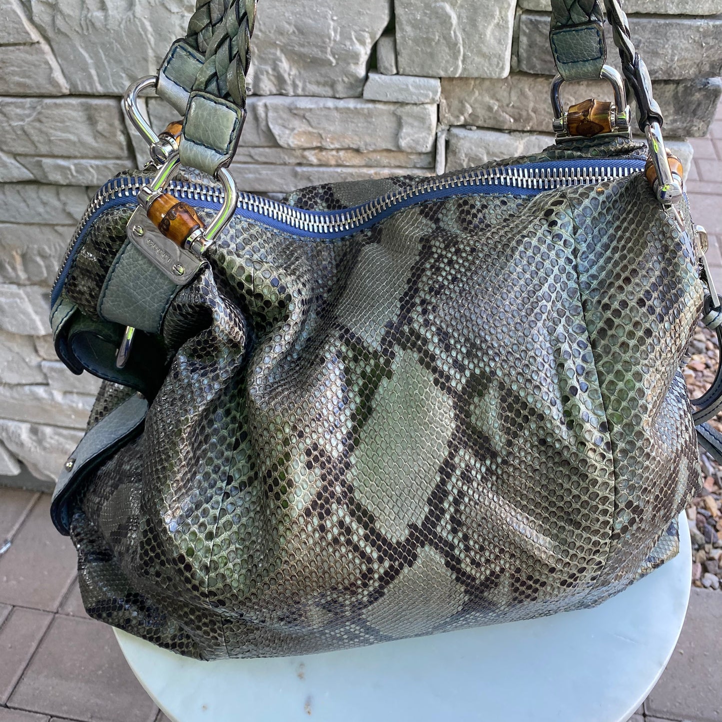 Gucci Python Large Bamboo Bar Bag