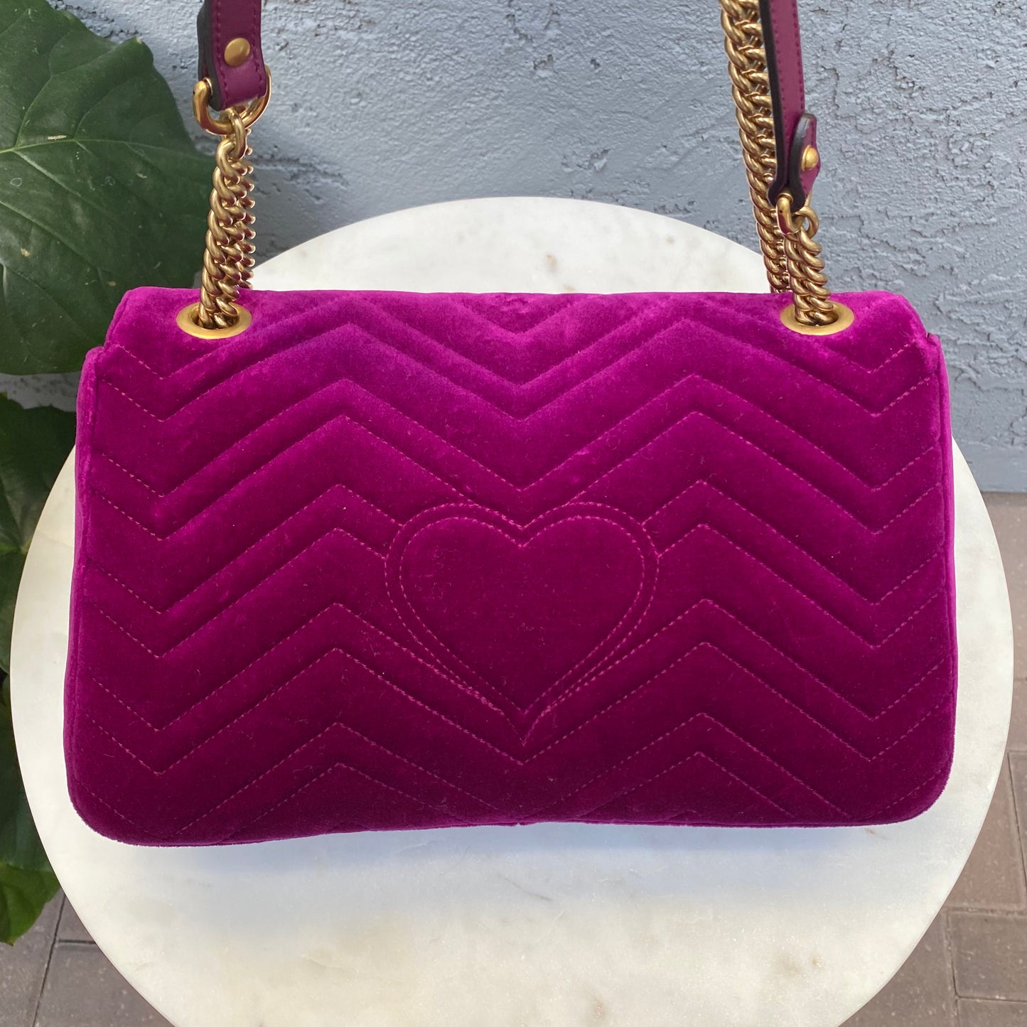 Gucci Velvet Matelasse Medium GG Marmont Shoulder Bag