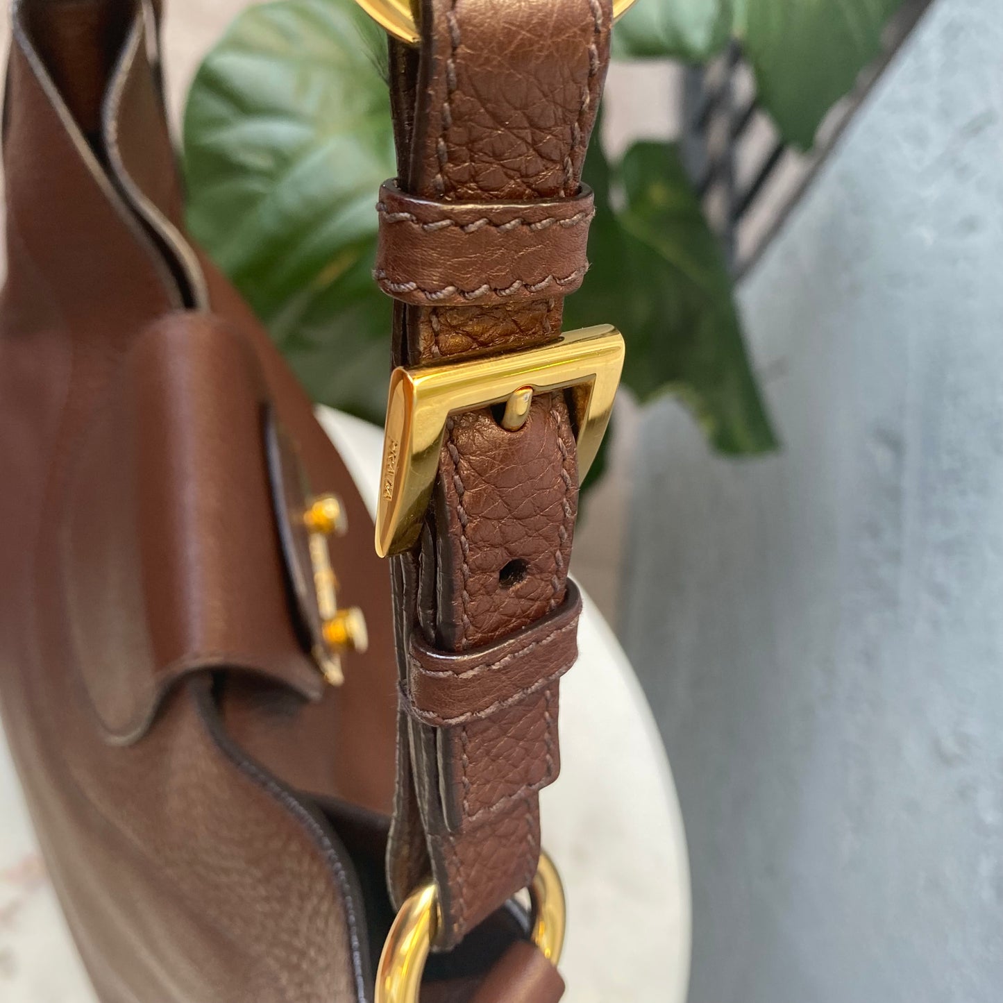 Prada Pushlock Hobo Vitello Daino Shoulder Bag