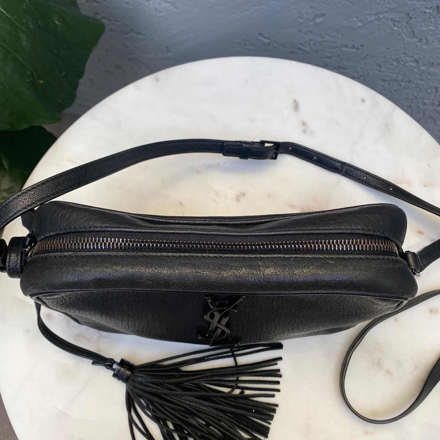 Saint Laurent Lambskin Monogram Small Lou Camera Bag
