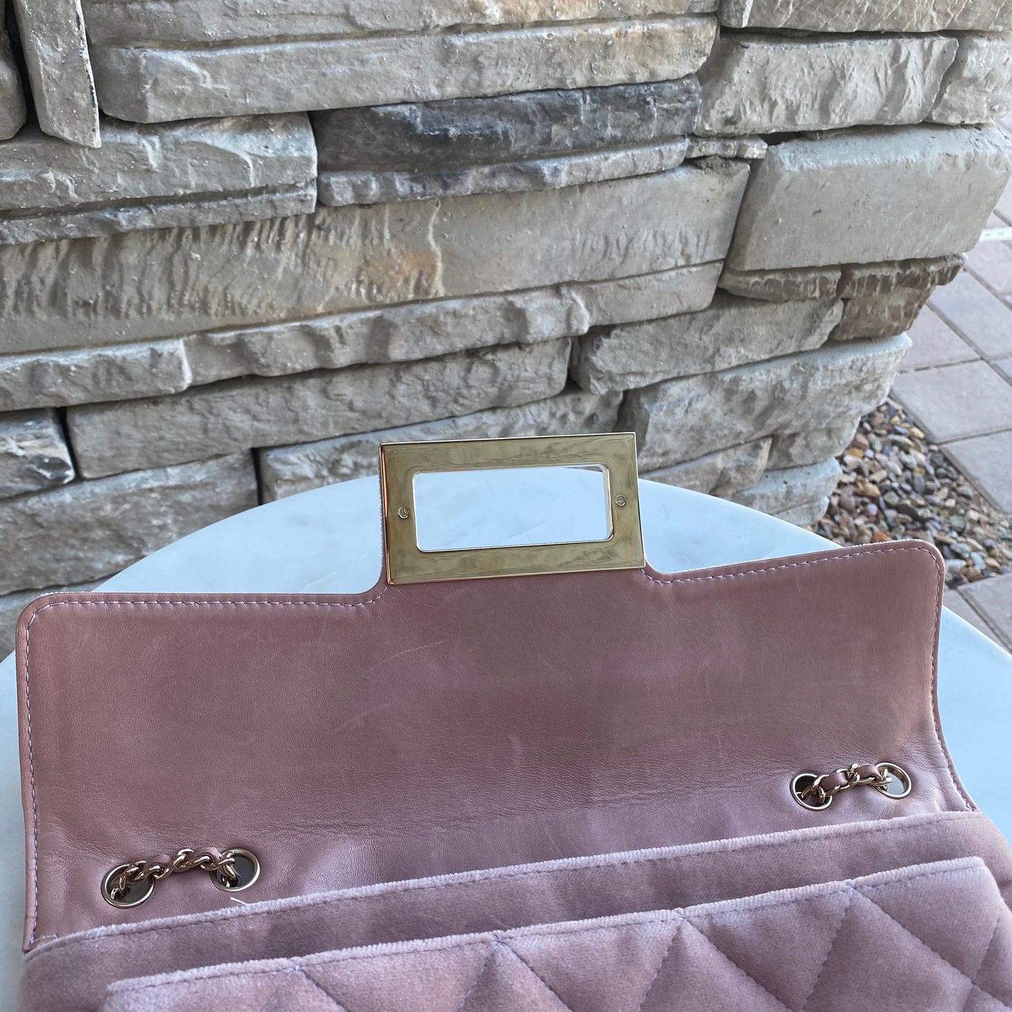 Chanel Giant Reissue Pink Velvet Single Flap Shoulder Bag