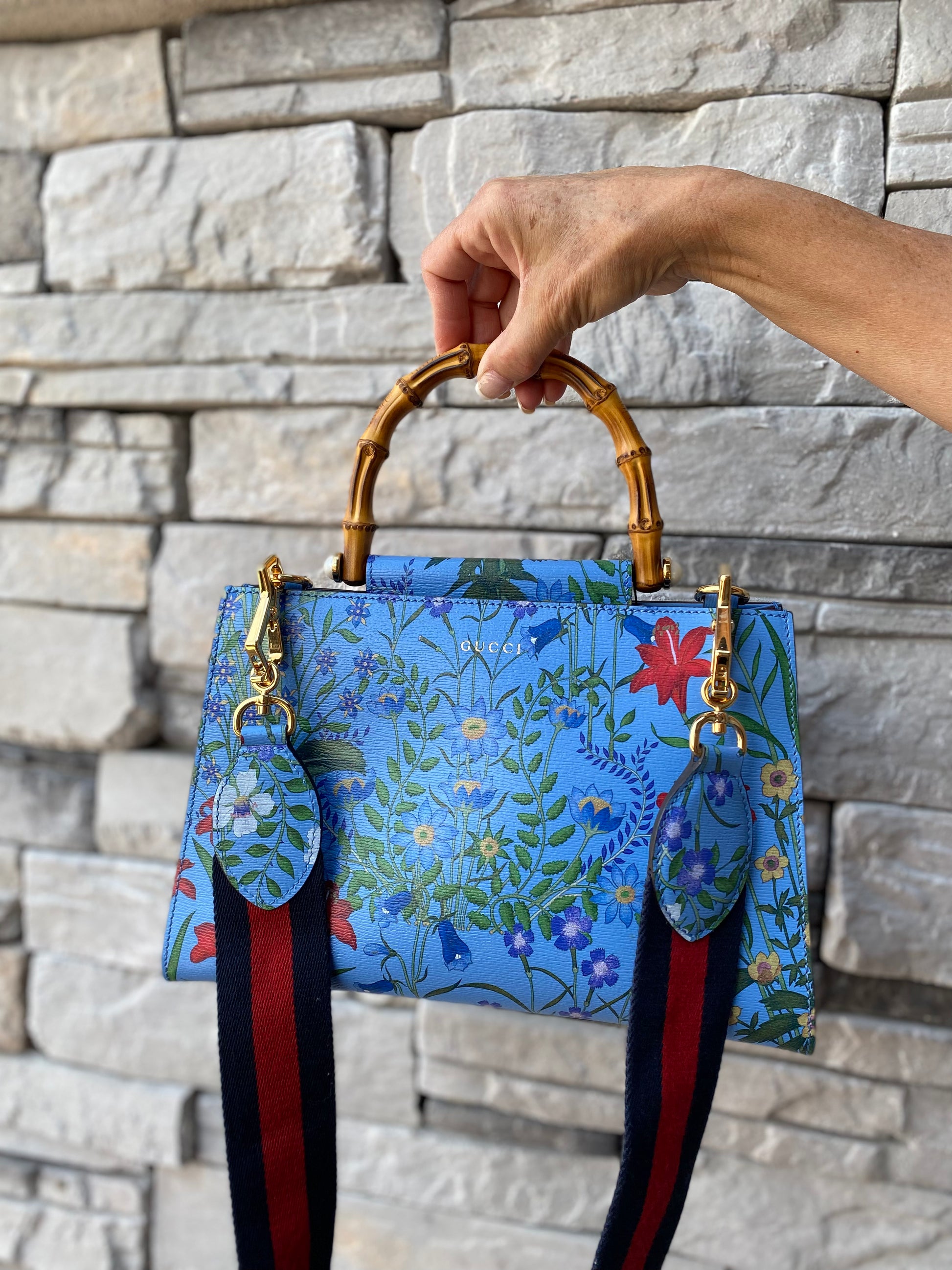 Gucci Nymphaea Top Handle Bag Floral Printed Leather Shoulder Bag The Foxy Shopper