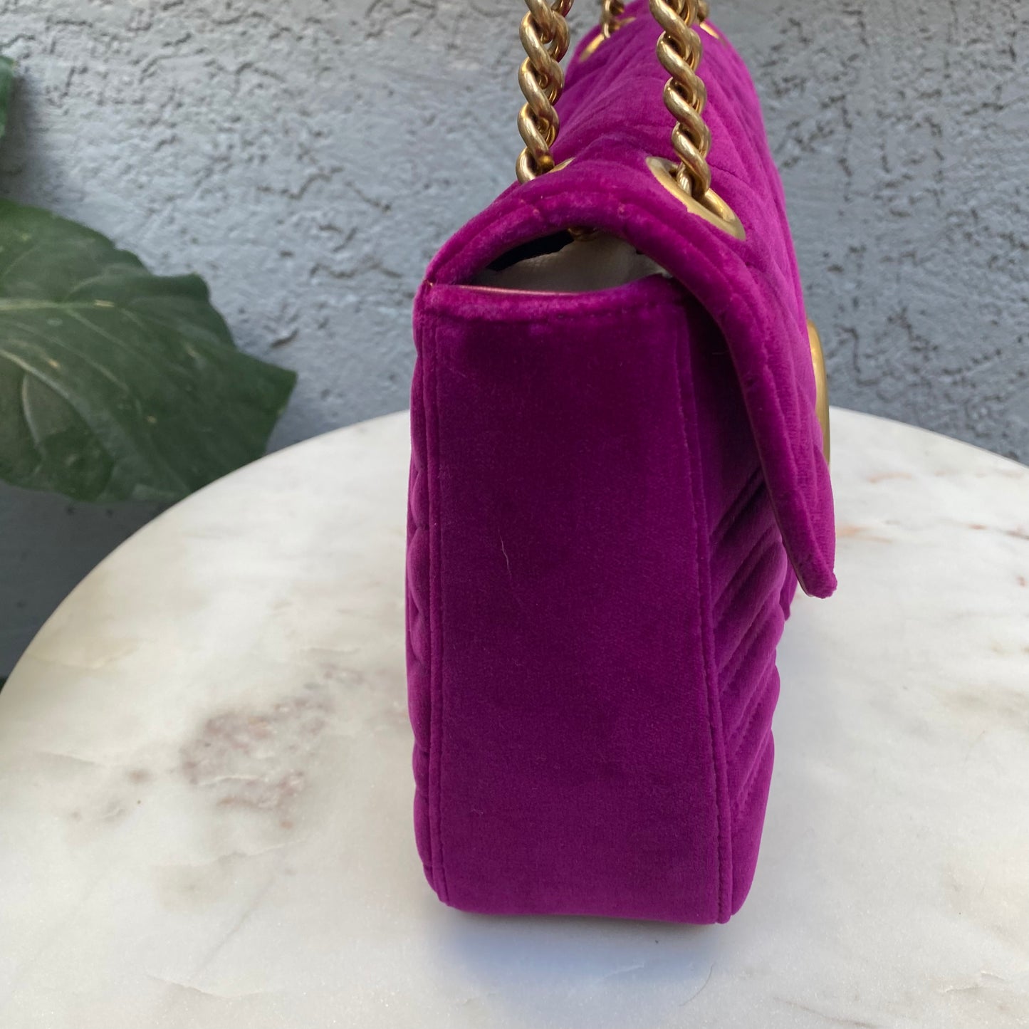 Gucci Velvet Matelasse Medium GG Marmont Shoulder Bag