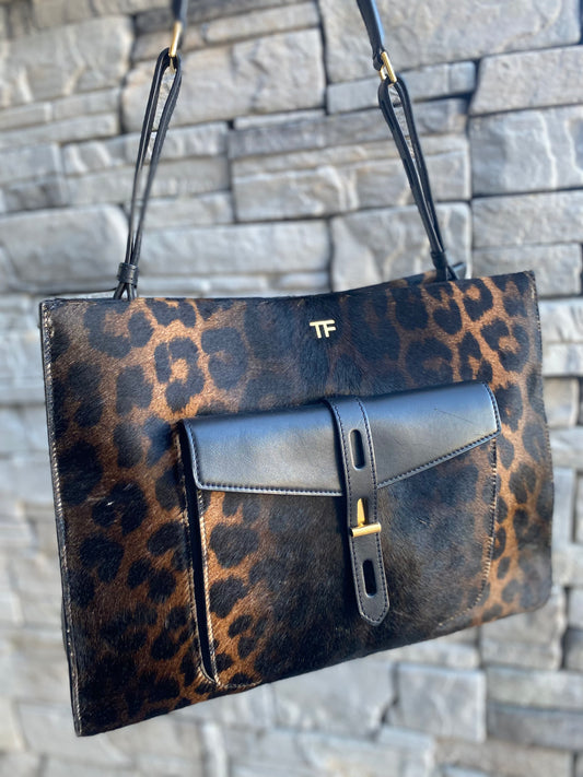 Tom Ford Rialto Leopard Top Handle Tote
