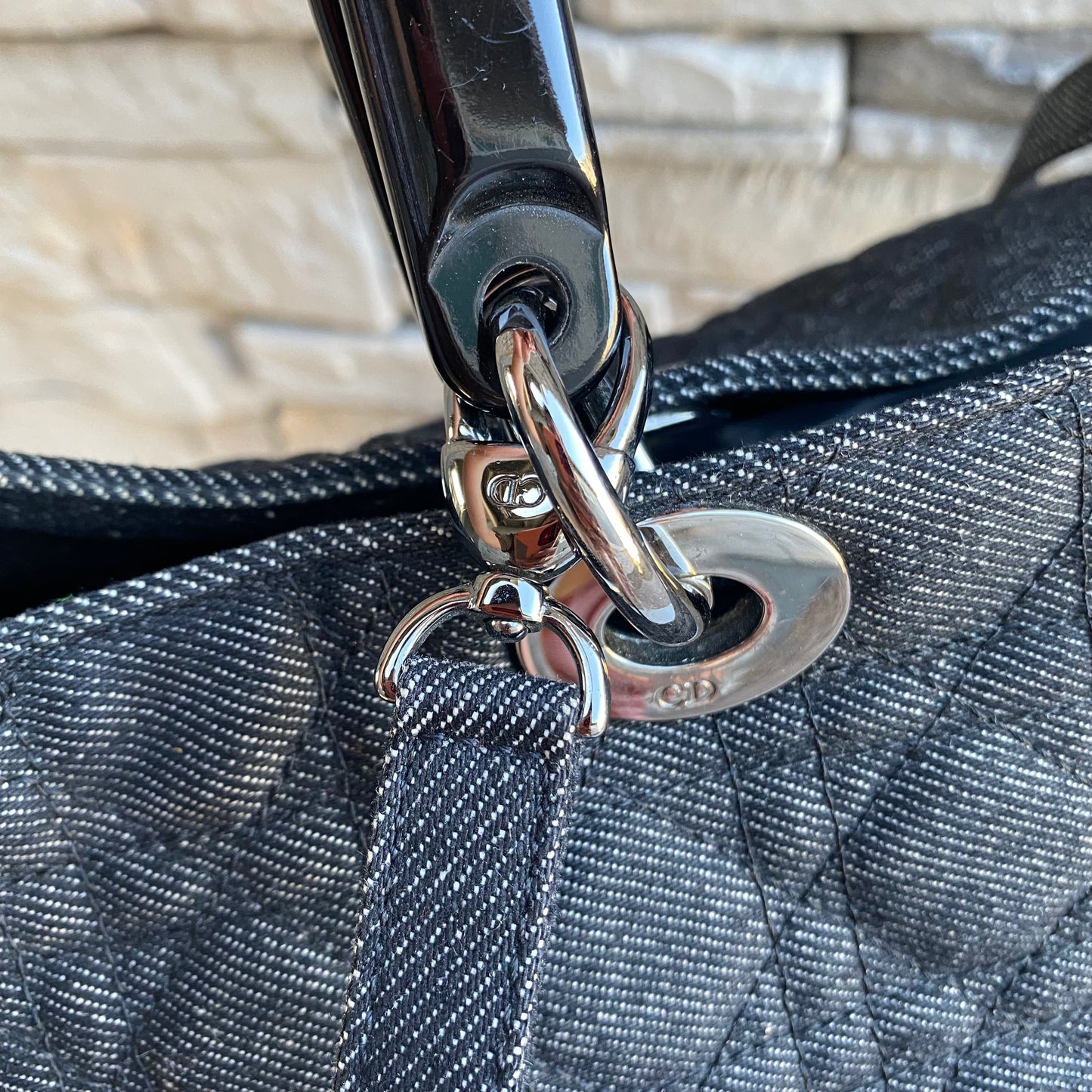 Christian Dior Denim Cannage Large Soft Lady Dior Tote
