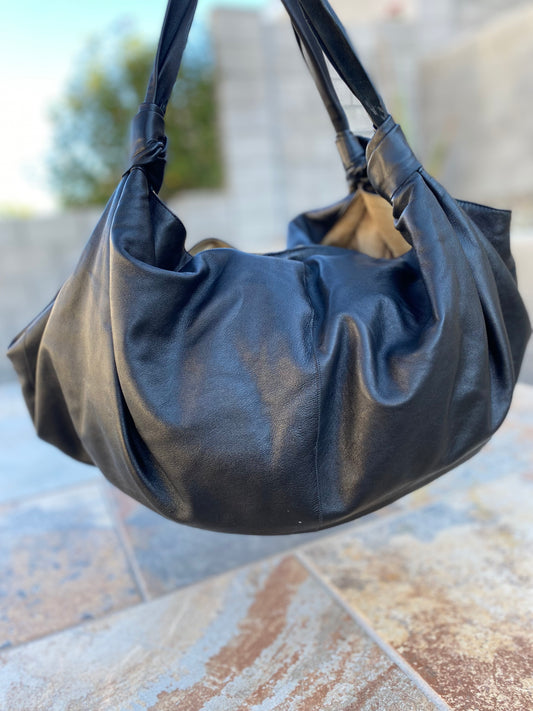 The Row Ascot Knot Leather Hobo Tote