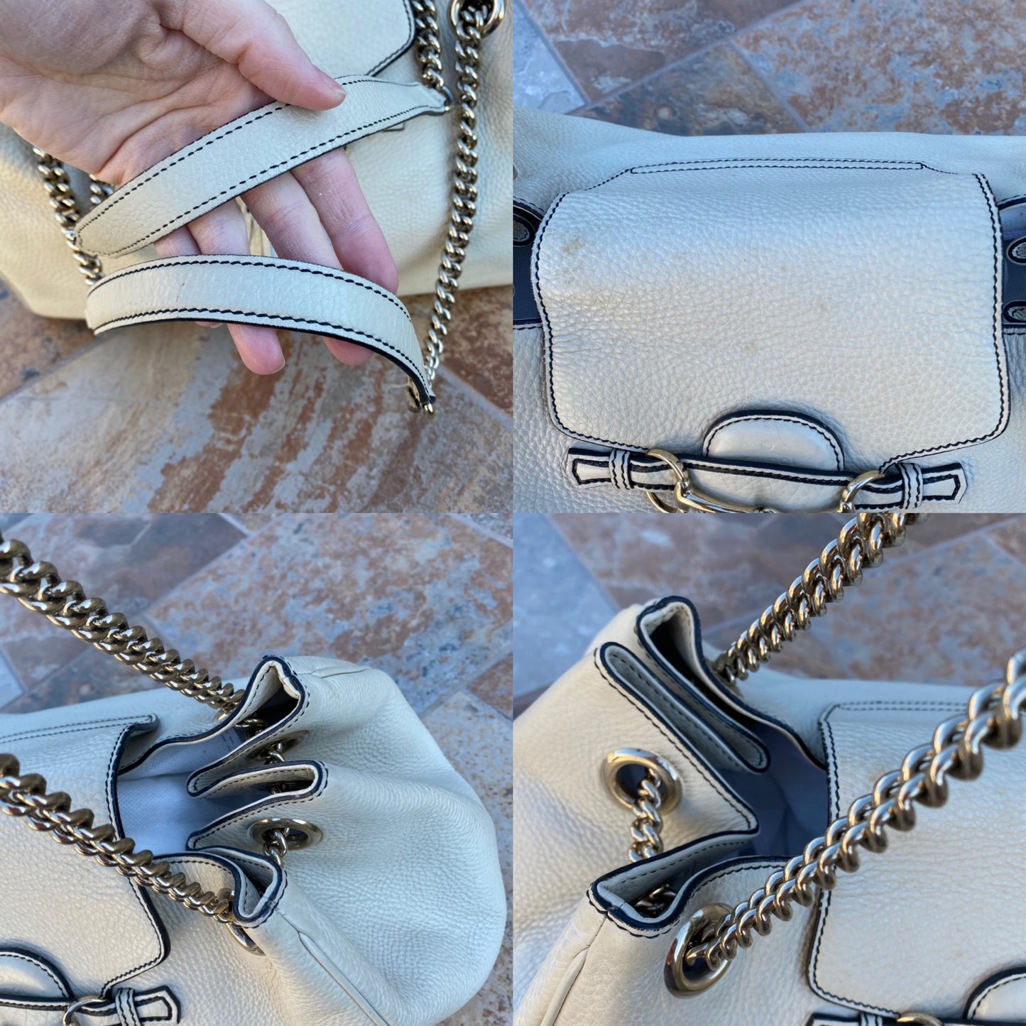 Gucci Pebbled Leather Emily Chain Shoulder Bag