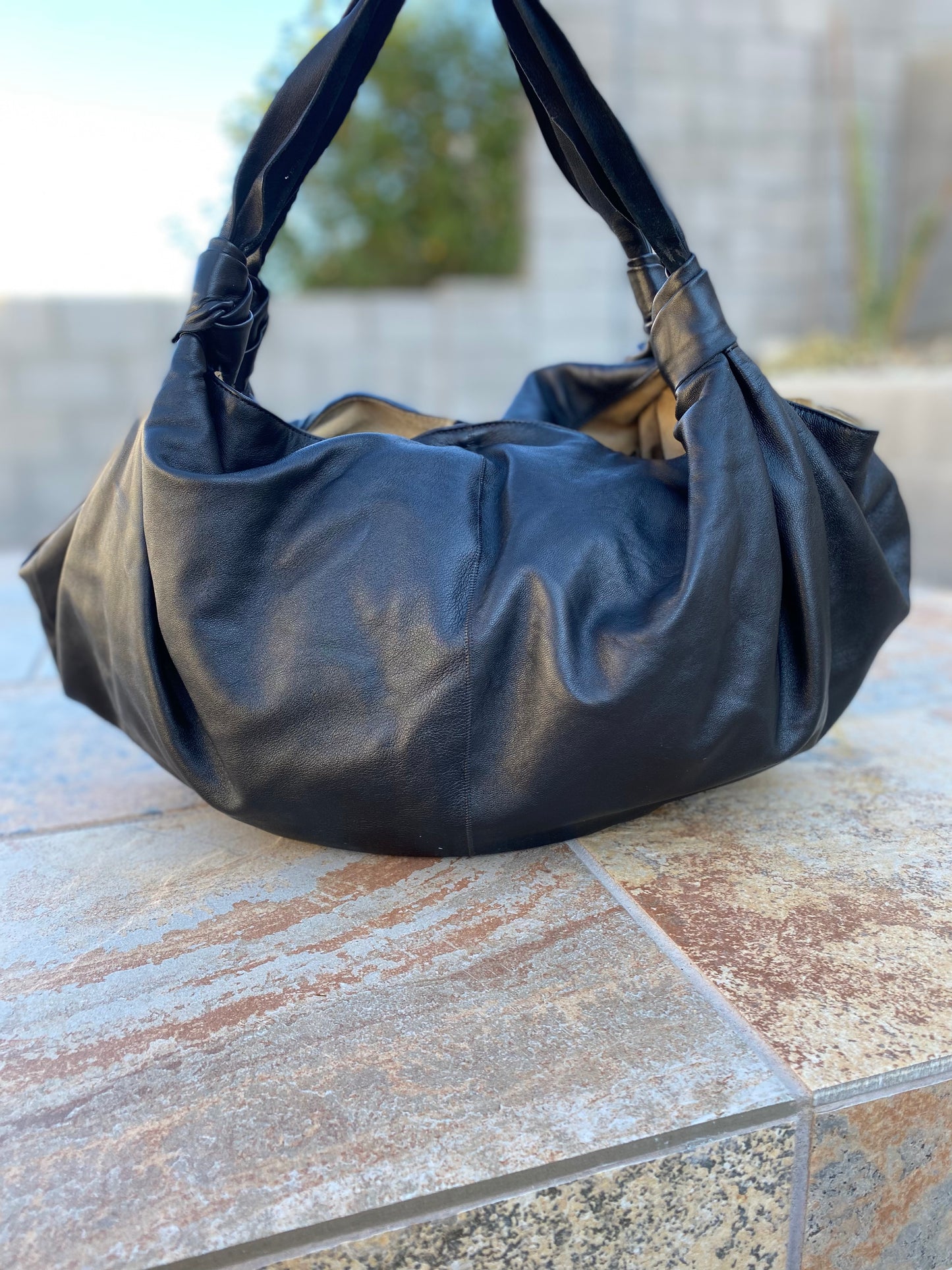 The Row Ascot Knot Leather Hobo Tote