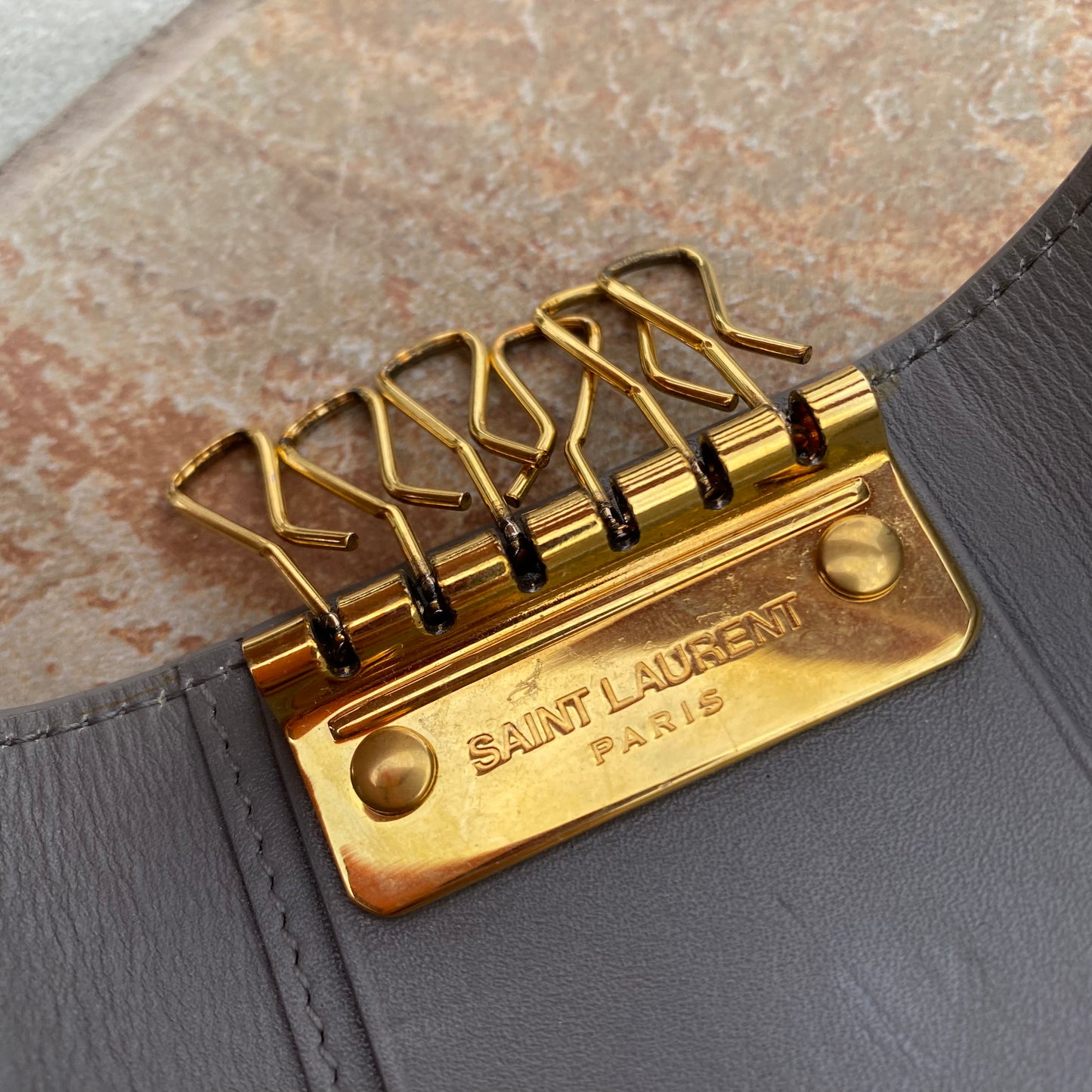 Saint Laurent 6 Ring Leather Key Card Holder