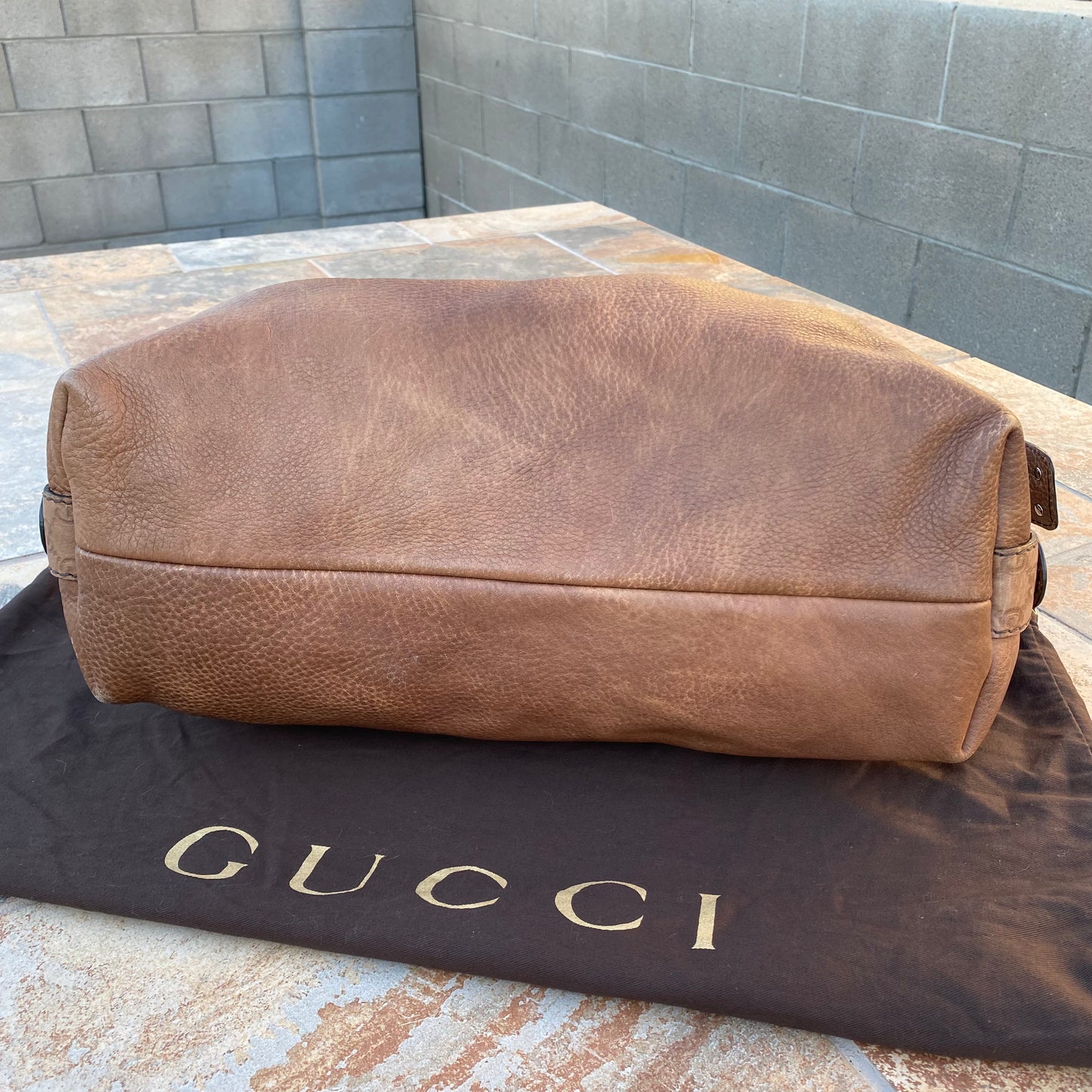 Gucci Braided Leather Large Bamboo Bar Tote Bag