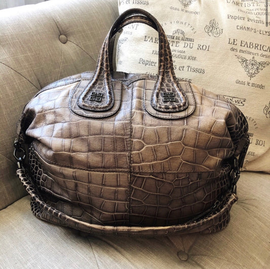 Givenchy Nightingale Crocodile Embossed Leather Bag