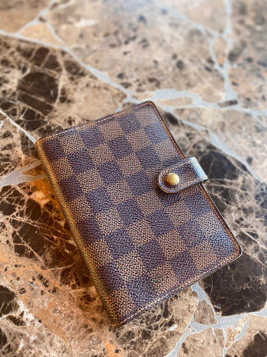 Louis Vuitton 2001 Damier Ebene Small Ring Agenda Cover Planner
