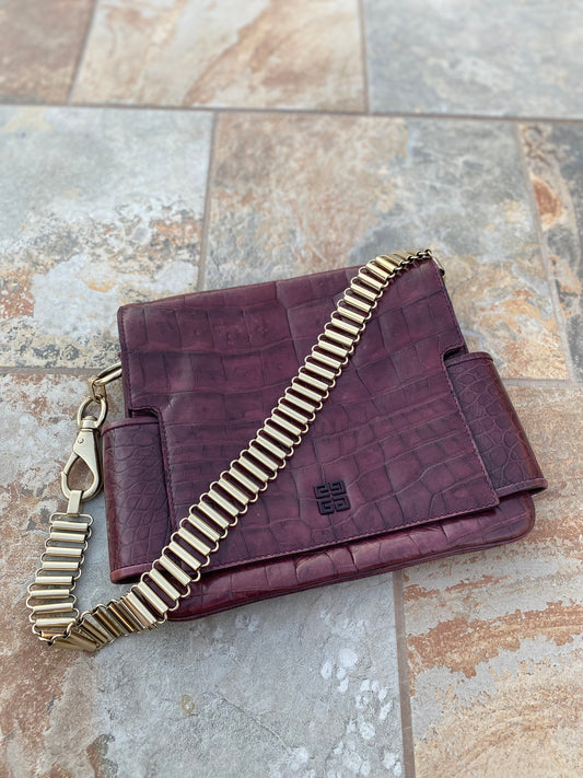 Givenchy Vintage Croc Embossed Chain Bag