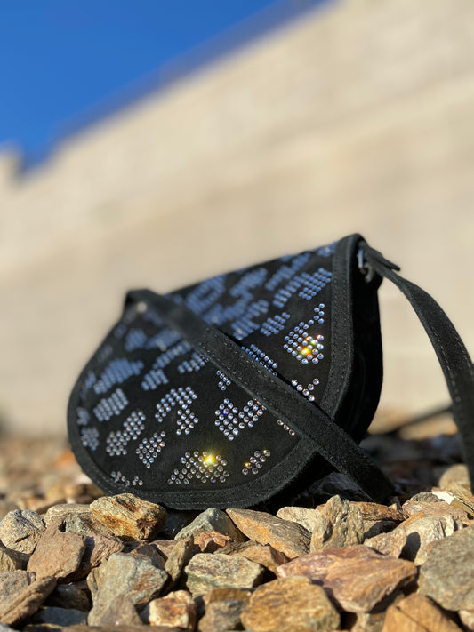 Balmain Swarovski Crystal Leo Suede Crossbody