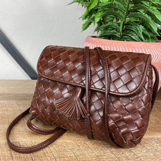 Bottega Veneta Intrecciato Brown Woven Crossbody