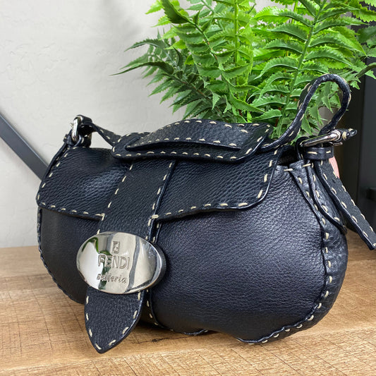 Fendi Selleria Leather Baguette Shoulder Bag