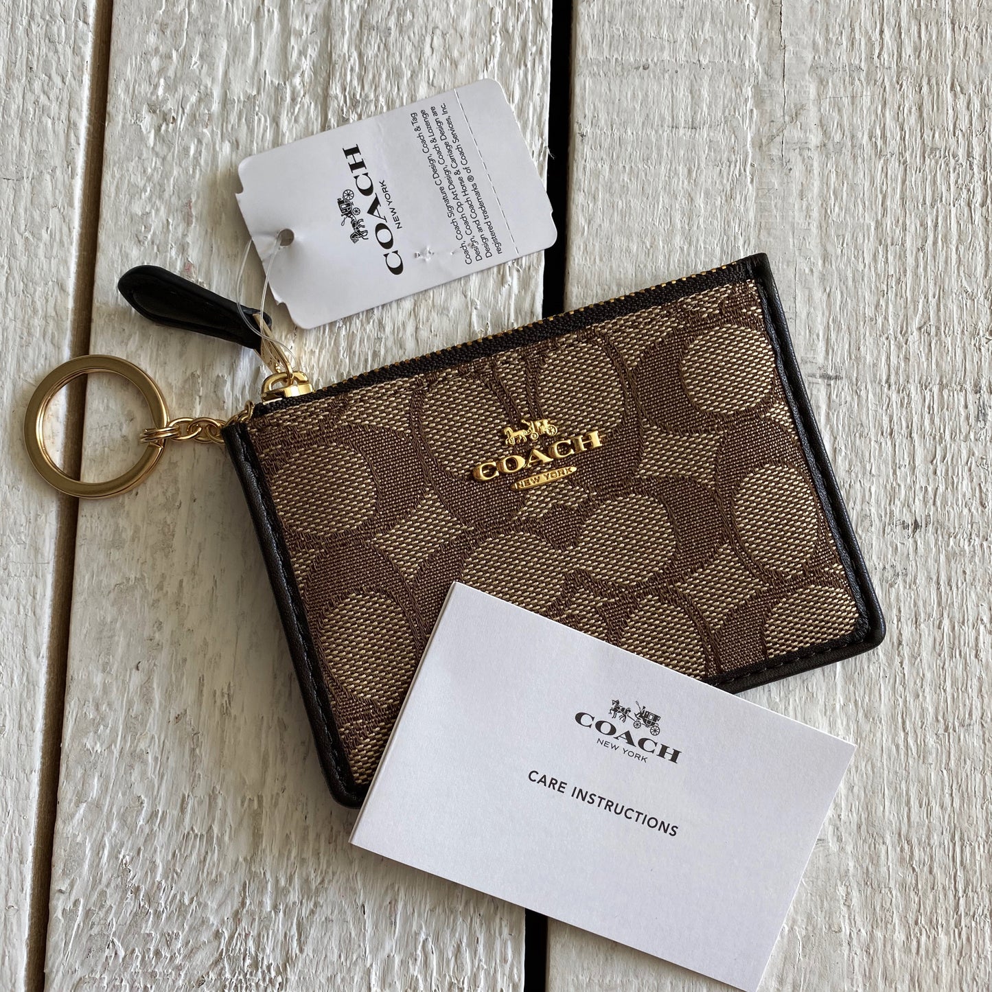 Coach Monogram Canvas and Leather Card Holder