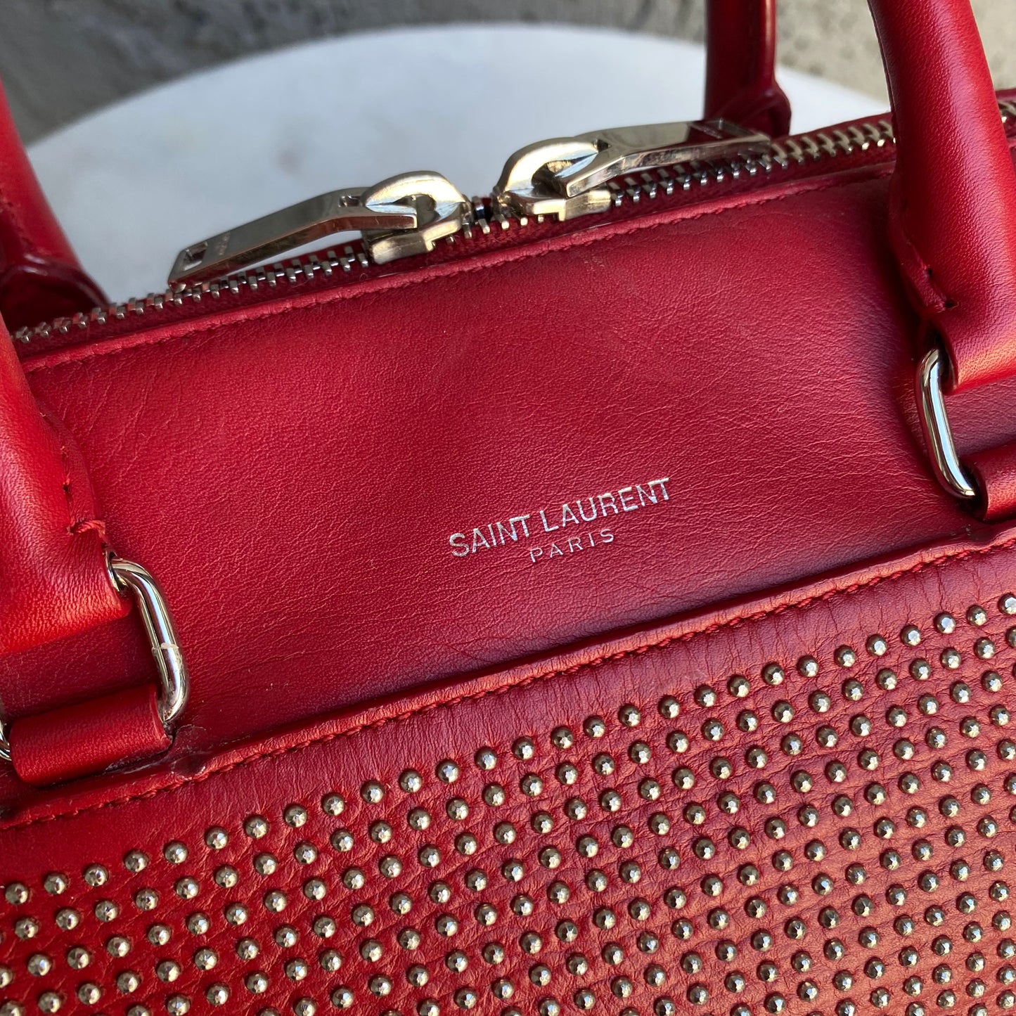 Saint Laurent Classic Baby Studded Leather Duffle