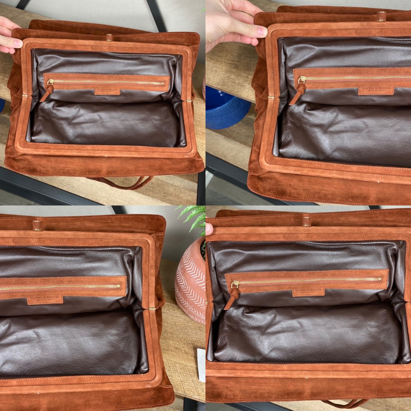 Bottega Veneta Vintage Suede Fold Frame Bag