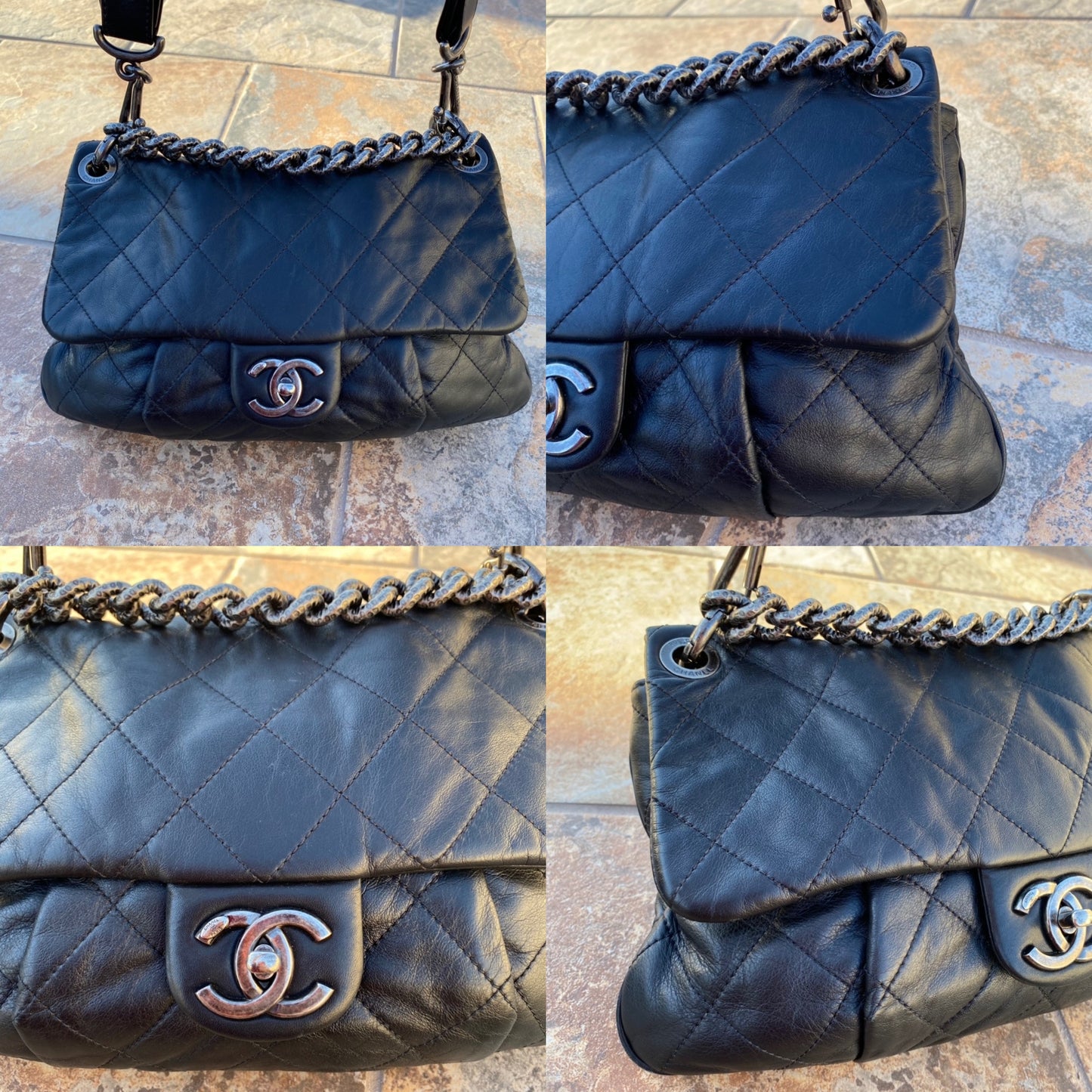 Chanel Quilted Calfskin Leather Coco Pleats Bag