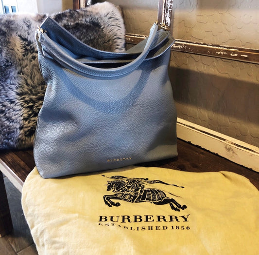 Burberry Pebbled Leather Cale Hobo Shoulder Bag