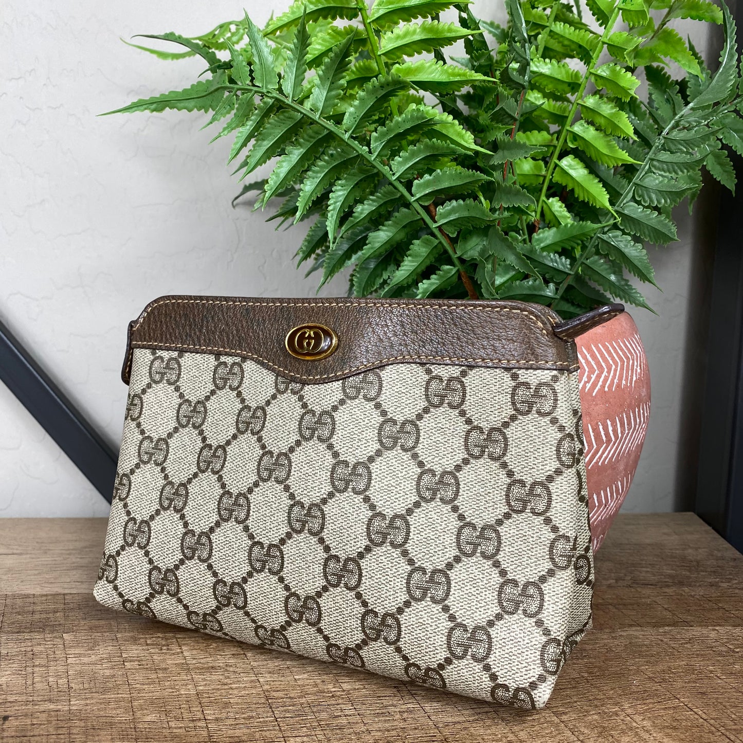 Gucci Vintage GG Cosmetic Zipper Pouch