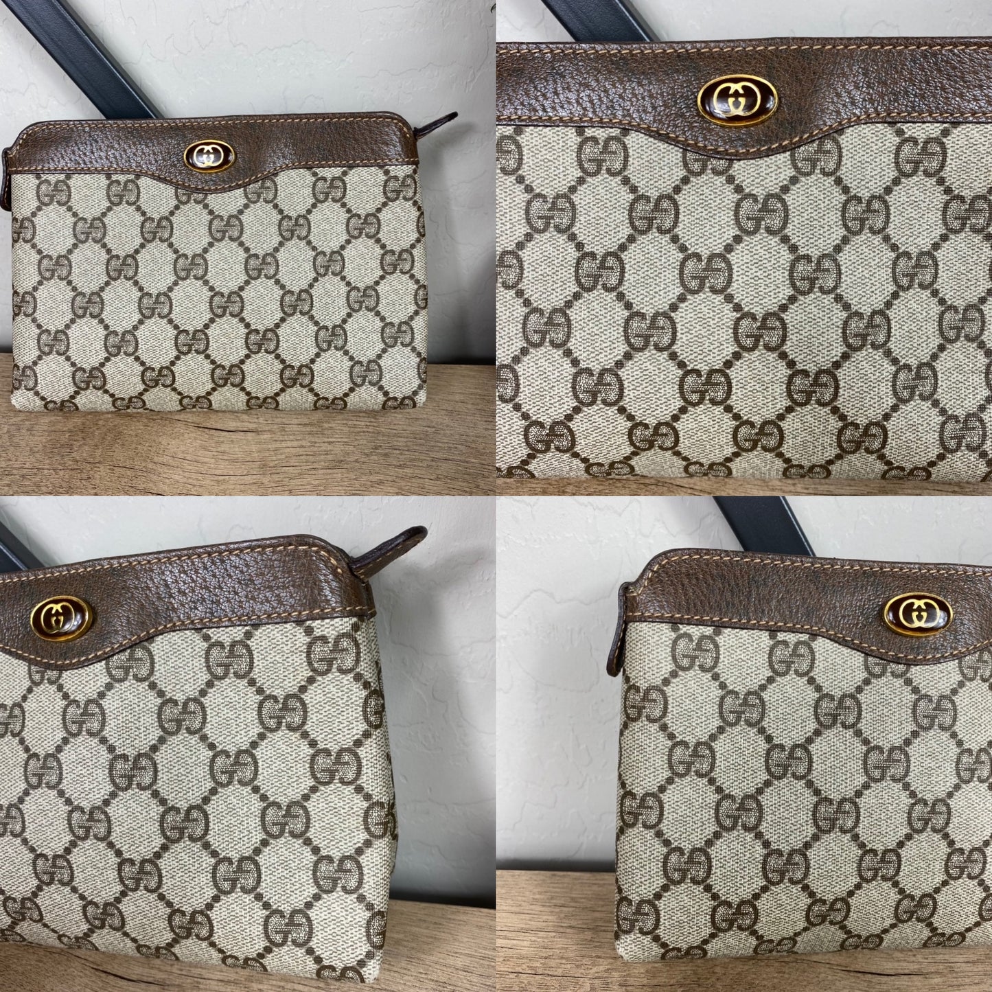 Gucci Vintage GG Cosmetic Zipper Pouch