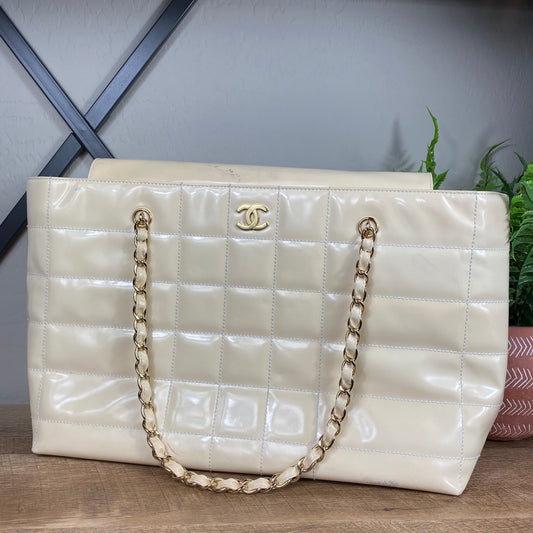 Chanel Chocolate Bar Patent Leather Tote