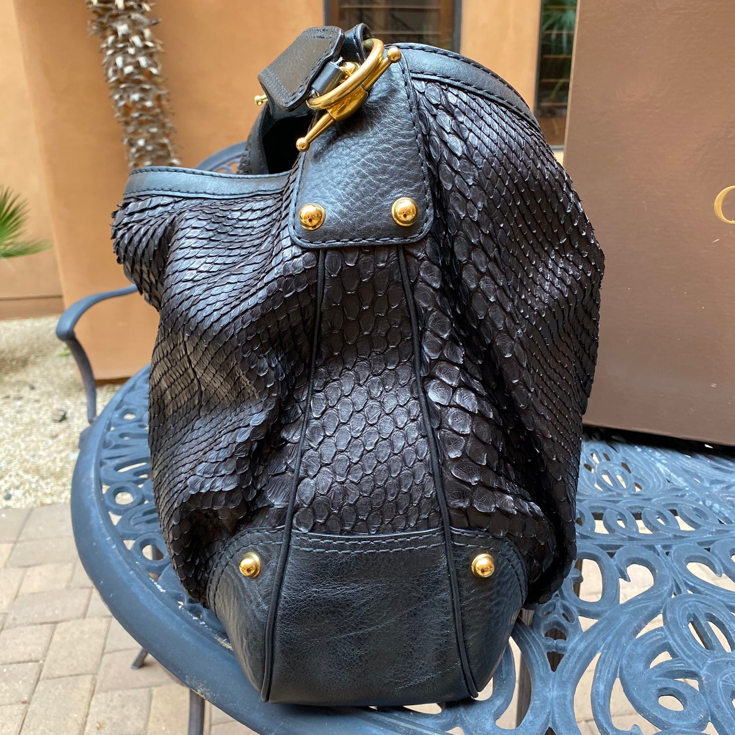 Gucci Python Jockey Large Hobo Bag