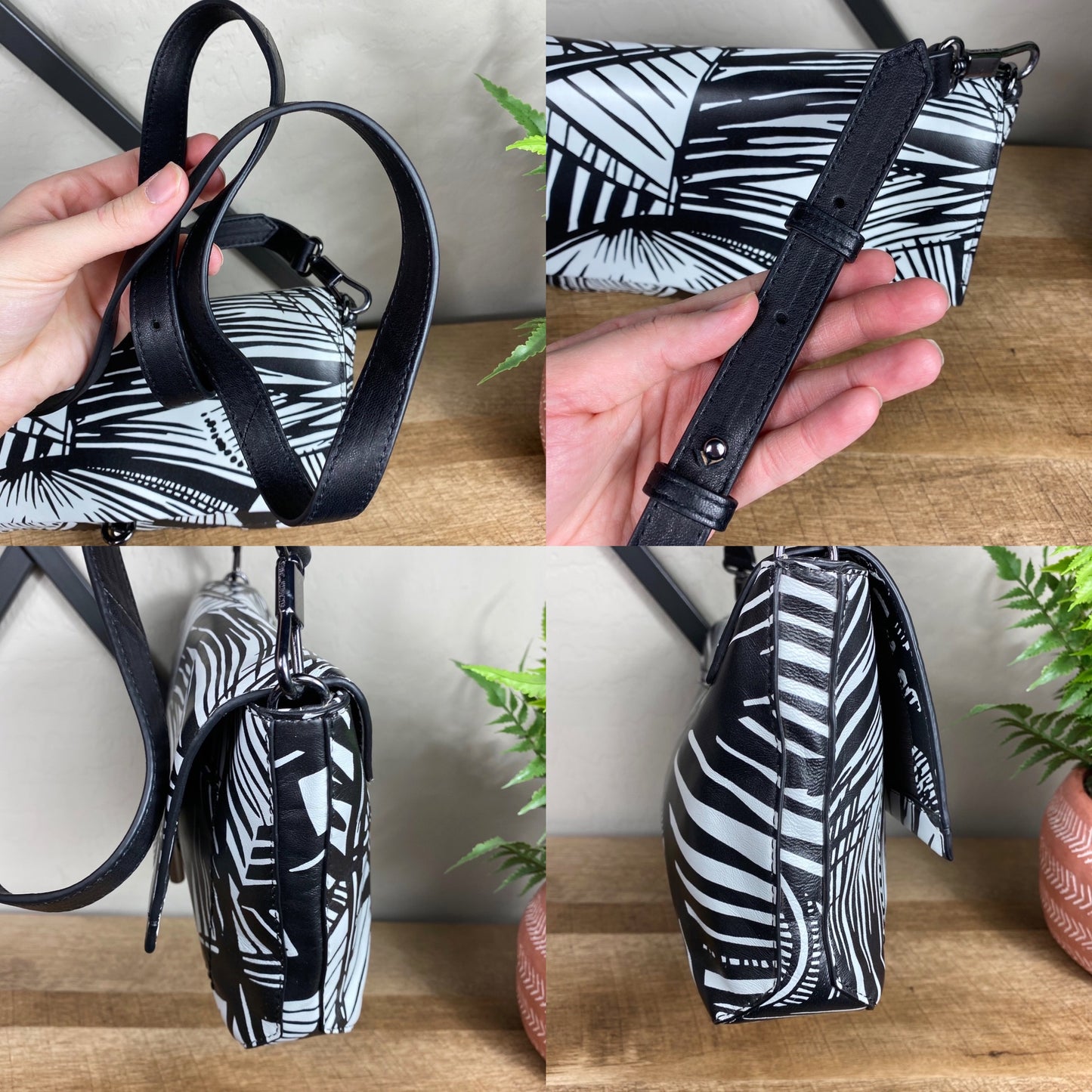 Elizabeth and James Lambskin Palm Leaf Crossbody Bag