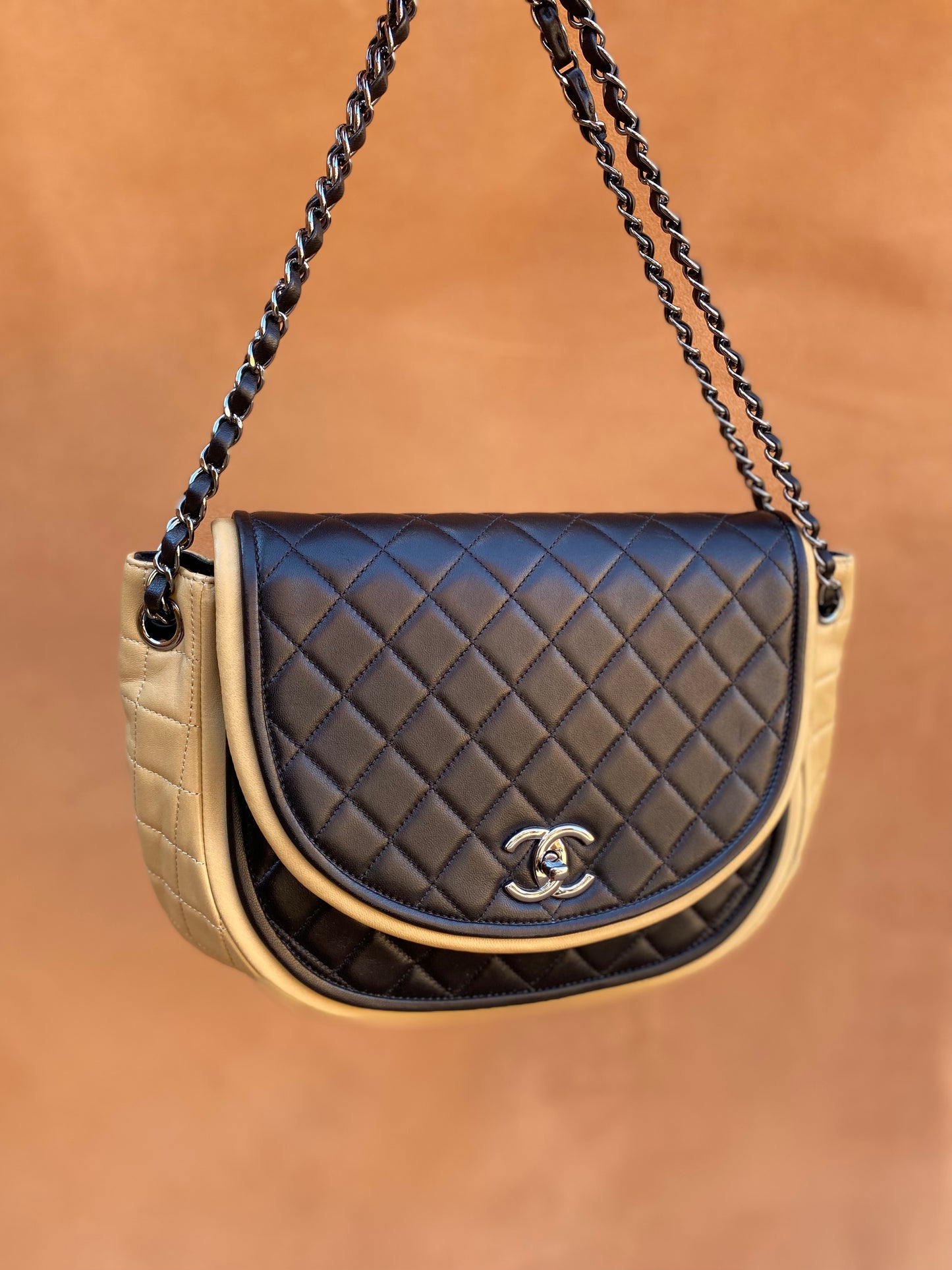 Chanel Classic Twist Crescent Quilted Flap Shoulder Bag