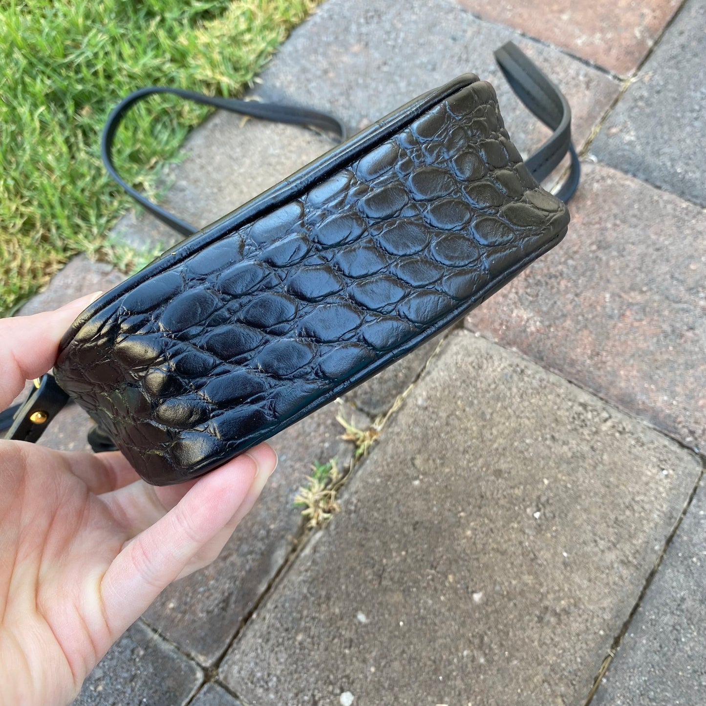 Alexander McQueen Embossed Croc Leather Crossbody