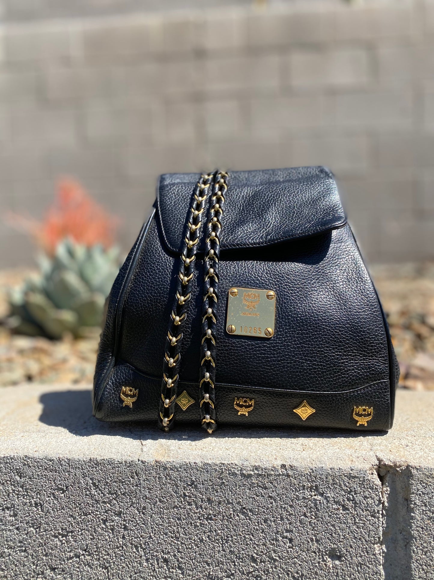 MCM Vintage Studded Leather Backpack