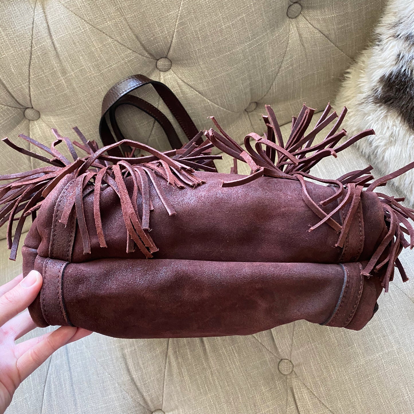 Patricia Nash Oil Burnished Suede Fringe Tote