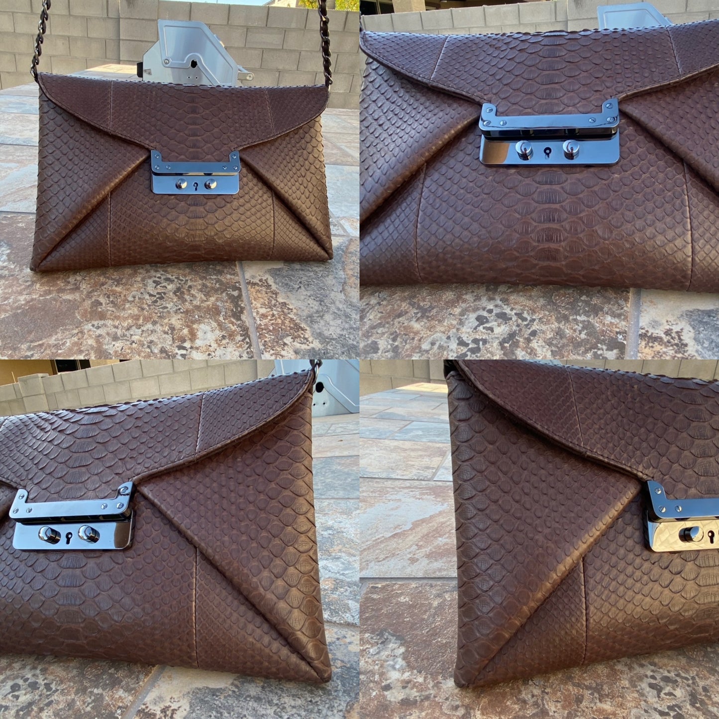 VBH Privé Python Leather Envelope Shoulder Bag