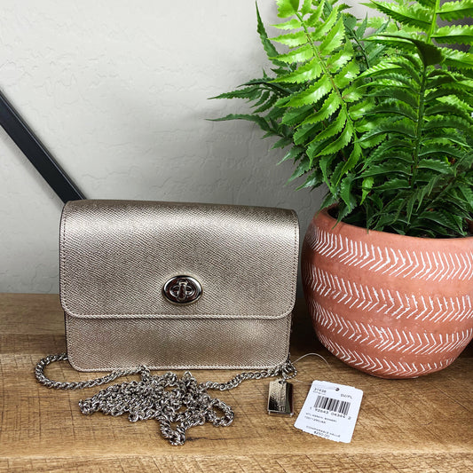 Coach Bowery Metallic Platinum Leather Crossbody