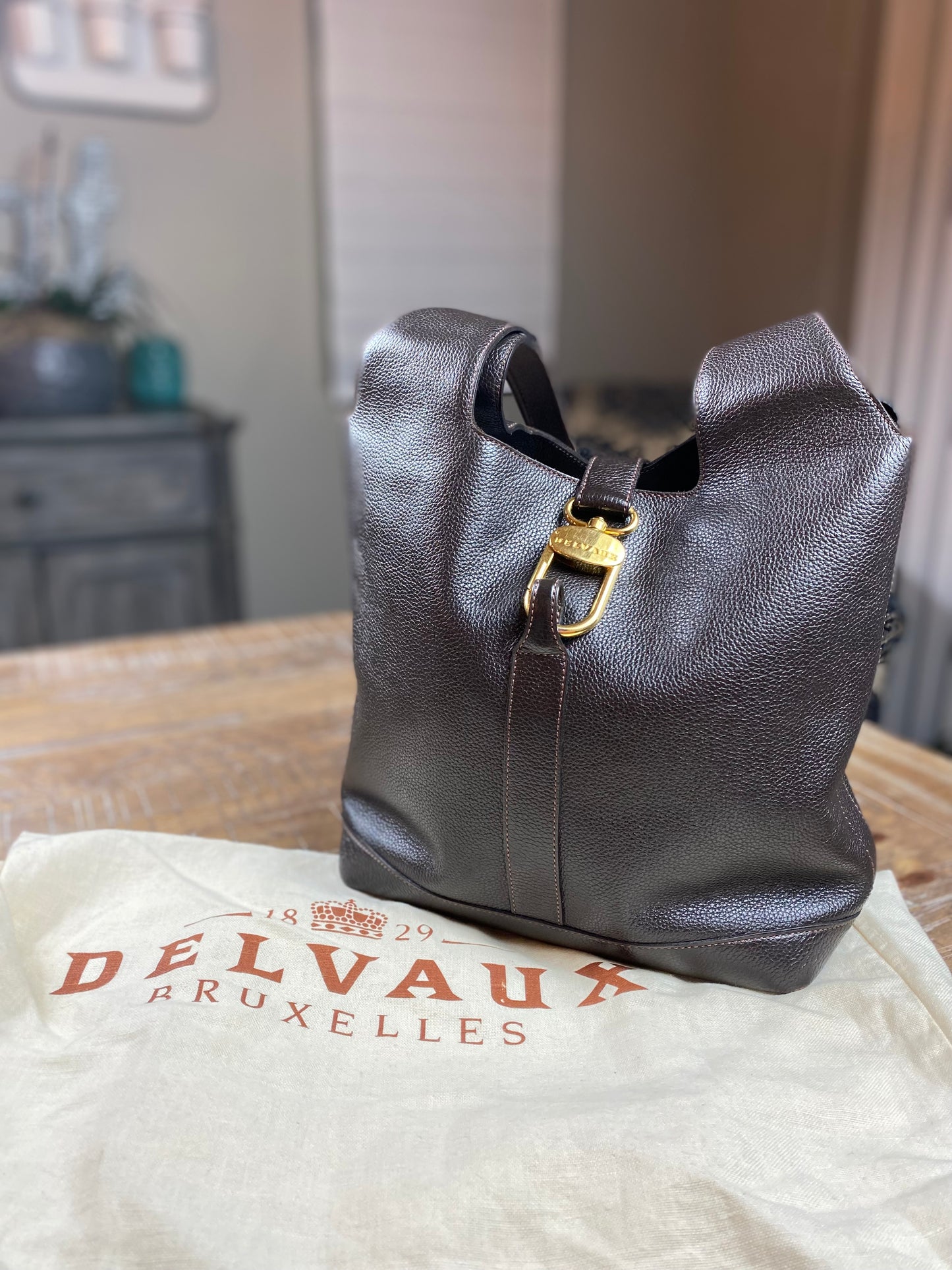 Delvaux Pebbled Leather Vintage Shoulder Bag