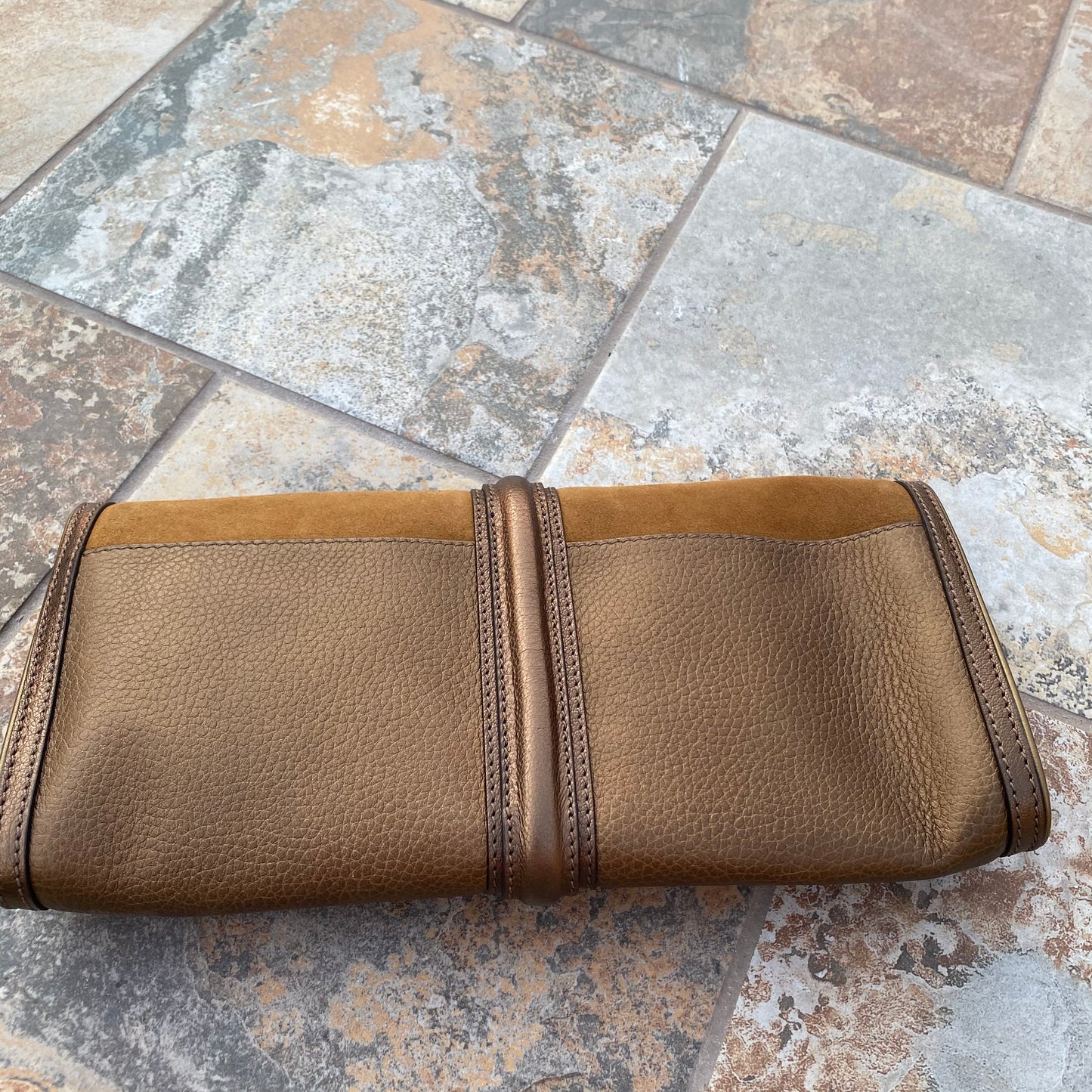 Burberry Leather Metallic Color Block Ambrose Clutch