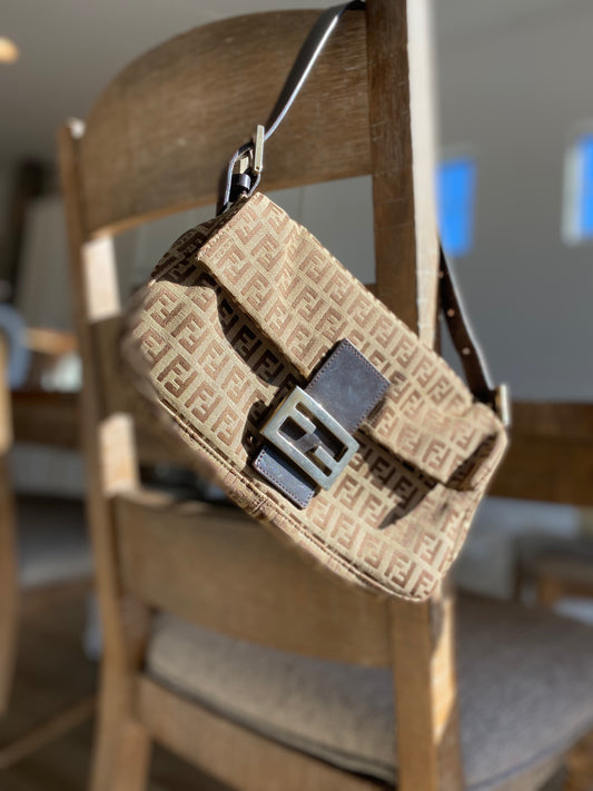 Fendi Vintage Zucchino Baguette Shoulder Bag