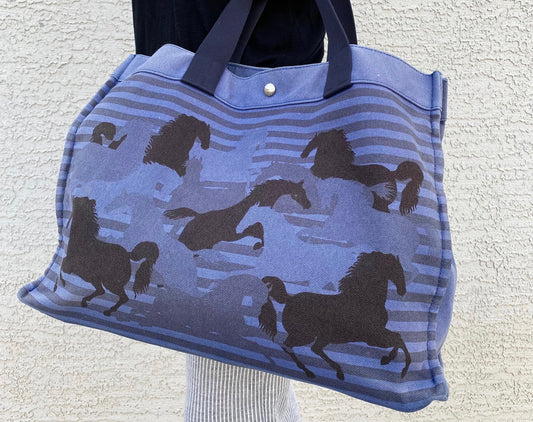 Hermès Cotton Canvas Chevaux En Camouflage Beach Bag