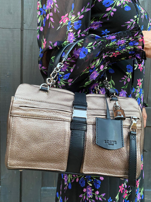 Loewe Lola Metallic Leather Chain Satchel