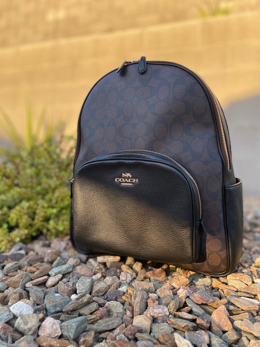 Coach Large Court Signature Monogram Canvas Backpack