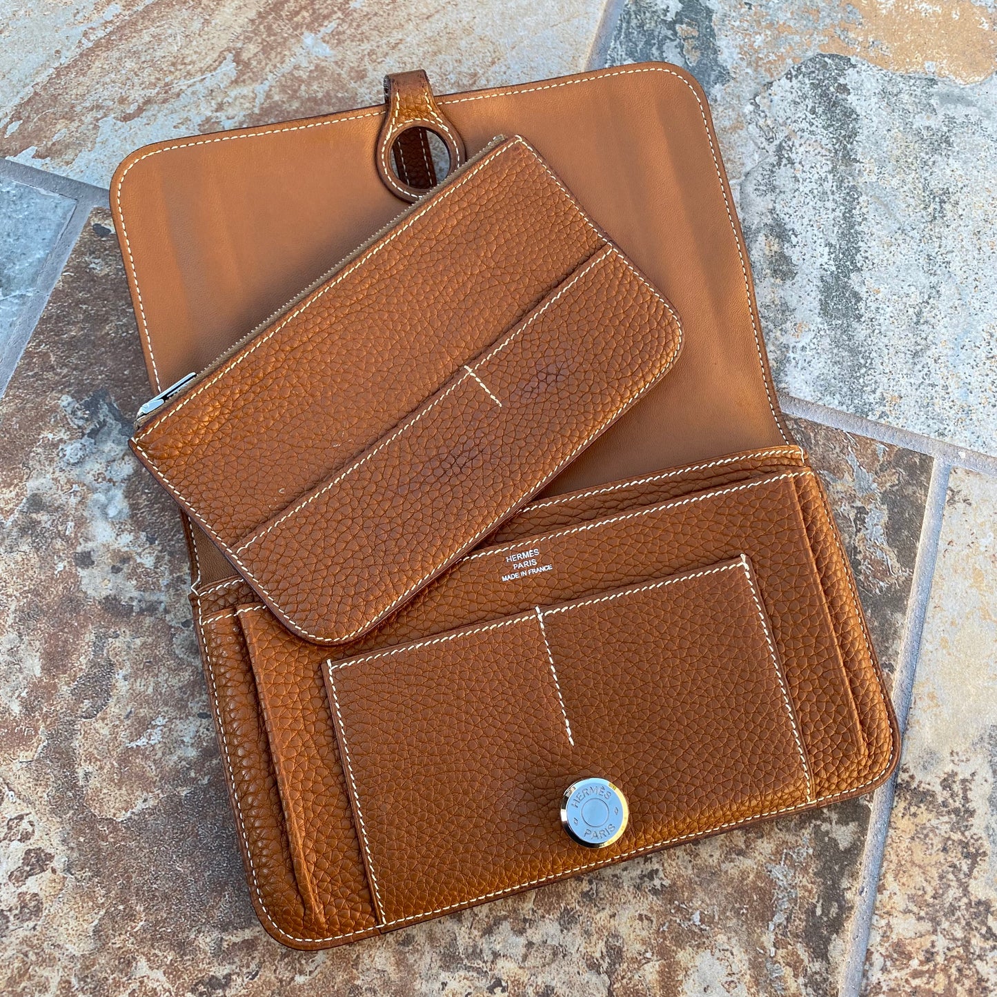Hermès Togo Dogon Duo Combined Pebbled Leather Wallet