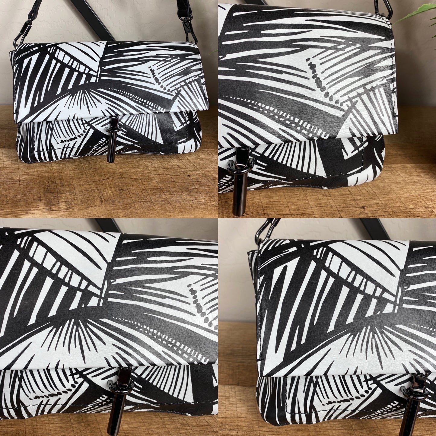 Elizabeth and James Lambskin Palm Leaf Crossbody Bag