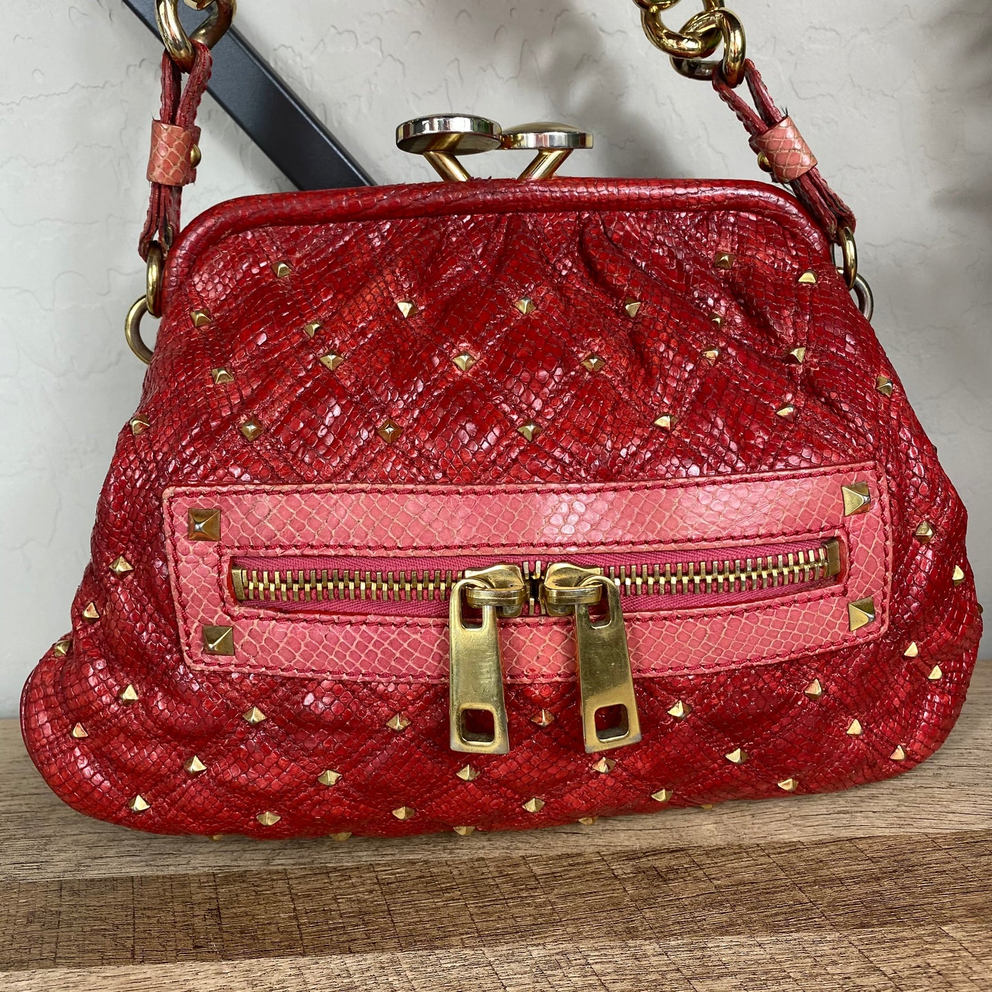 Marc Jacobs Snakeskin Trimmed Quilted Little Stam